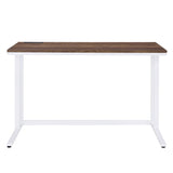 ZUN Walnut and White Writing Desk with USB Port B062P209214