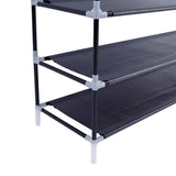Simple Assembly 10 Tiers Non-woven Fabric Shoe Rack with Handle Black 09118924