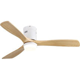52 Inch Wooden Ceiling Fan With 18W Led Light 3 Solid Wood Blades Remote Control Reversible DC Motor W882P293457