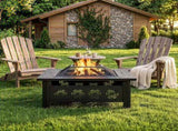 32 Inch Square Outdoor Wood Pit Table, Heavy Duty Wrought Iron Firepit with Pyramid 67409235