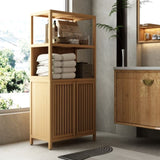 Bamboo Storage Cabinet, Freestanding Bathroom Cabinet with 2 Doors, Floor Cabinet Organizer for 84381705