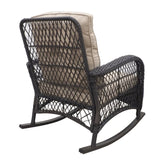 ZUN Garden Rocking Chair,Outdoor Rattan Rocker Chair with All-weather Hand-woven Resin Wicker, Patio W1889137532