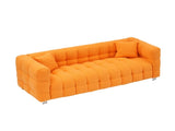 80-Inch Orange Teddy Fleece Sofa for Living Room or Bedroom, Including Two Throw Pillows & Sturdy W1278P173376