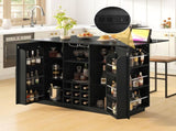 U-Style 47.2" Counter Height Table with Foldable Top & Power Outlet, Sideboard Buffet Cabinet & Bar N711P437715B