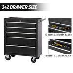 ZUN 5-Drawer Rolling Tool Chest w/Lock & Key, Tool Storage Cabinet with Wheels, Top Cushion & Drawer 34794429