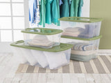 (2 pack) EZ Carry 70 Quart Large Storage Bin, Clear Plastic Storage Container with 50195586