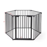 ZUN 146" Extra Wide Baby Gate, 6-Panel Baby Pet Playpen, Fireplace Safety Fence, Foldable Barrier Gate, W2181P160610