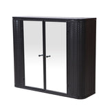 Black Wall-Mounted Bathroom Cabinet with Mirror, 2 Mirrored Doors & Open Shelf, Farmhouse Metal W3122P272846