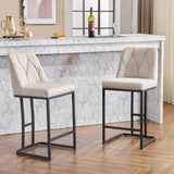 Set of 2,Modern Upholstered Bar Stool with Button-Tufted Backrest, Counter Height Chair with Sturdy W1901P225271