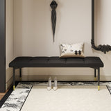 59*17 Inch Multifunctional Black Shoe Bench - Faux PU Cushion, Sturdy Metal Legs With Gold W1151P214997