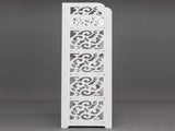 Wood-plastic Board Five Tiers Carved Shoe Rack White A 52666556