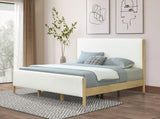 Modern White Boucle Upholstered Bed with Rubberwood Legs, KING, White N769P266448W