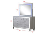 Mirror Framed 9-Drawer Dresser Made With Wood in Silver Color 808857879974