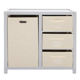 Wooden Frame Removable Top Gray Painted Pine Children's Cot with 3 Fabric Drawers 1 Fabric Bag 94766383