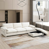 96.5'' Chenille Sectional Sofa with Storage Ottoman and Pockets,Adjustable Phone Holder,Wide,4 36397100