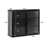 27.56"Glass Doors Modern Two-door Wall Cabinet with Featuring Three-tier Storage for Entryway Living W757119327