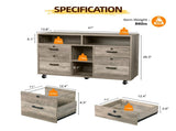 Wooden Filing Cabinet, 4 Drawers, Lami Grey Oak, P2 Particle Board with Embossed 66067826