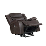 ZUN Modern Living room Furniture 1pc Power Lift Faux Leather Upholstery Dark Brown Power Recliner B011P202514