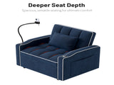 Corduroy Pull-Out Sleeper Chair With Pillow, Brushed Stainless Steel Cup Holder, Phone Stand & Usb 76582109