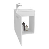 Saju Floating, Wide One-Door Cabinet Vanity, With Resin Sink And One Shelf, Bathroom Storage, White B200P335387