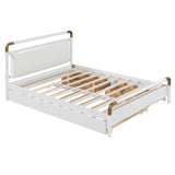 Queen Size Wooden Storage Platform Bed, with 2 Big Drawers, T-XL Size Trundle, White 32072056