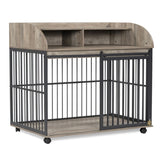 GO 44'' Heavy Duty Large Dog Furniture for Large Medium Dog with Lockable Wheels, Wooden Dog WF323360AAE