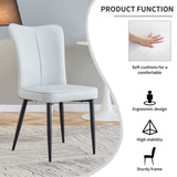 Modern minimalist dining chairs and office chairs. 2-piece set of light gray PU seats with black W1512P360918