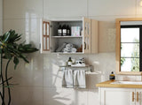 Wall Cabinet, Glass door Display Wall Mounted Cabinet, Floating Cabinet with inadjustable Shelves W331P379955