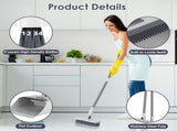 4-in-1 Upright Broom Dustpan Combo, 180&deg Swivel Broom with Squeegee, Foldable Dustpan with Small 67099691