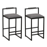 Set of 2 Counter Height Barstools Kitchen Island Stools with Back Modern Armless Metal Legs & PU W1757104748