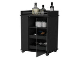 Willow Park Glass Door Bar Cart with Bottle Holder and Casters Black B062111724