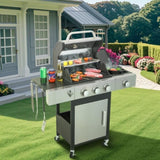 ZUN 3-Burner Propane Gas BBQ Grill with Side Burner, 37230BTU Output With Enameled Cast Iron Cooking W2938P208382