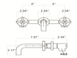 Wall Mounted Dual Handle Bathroom Sink Faucet with Pop-Up Drain 60607552
