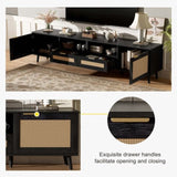 Rattan TV Stand for TVs up to 85'', Modern Farmhouse Media Console, Entertainment Center with Solid N710P263816B