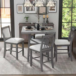 ZUN 5-Piece Counter Height Dining Table Set in 2 Table Sizes with 4 Folding Leaves and 4 Upholstered 74183217