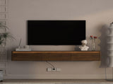 Floating TV Stand, Wall Mounted TV Shelf with Led Lights & Power Outlet,High Gloss TV Cabinet for 62728944