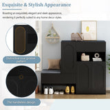 ON-TREND Elegant 2-in-1 Shoe Cabinets with Soft Cushion, Modern Storage Bench with Arched Doors & 12590496