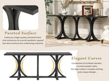 U-Style 59.8'' Wooden Console Table with Oak Veneer Top,Farmhouse Entryway Table with Rubber Wood N711P295300B