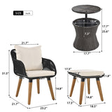 ZUN K&K 5 Pieces Patio Furniture Chair Sets, Patio Conversation Set With Wicker Cool Bar Table, WF324995AAW