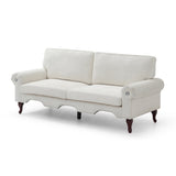 80-Inch Modern Linen 3 seat Sofa with Wooden Legs & Crystal button and Copper Nail, Tufted Backrest, W1117P268790
