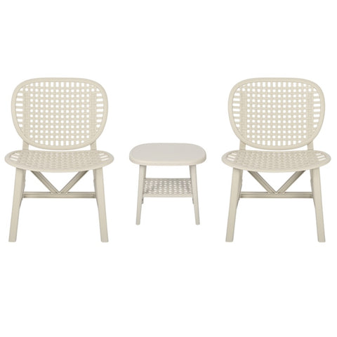 ZUN 3 Pieces Hollow Design Retro Patio Table Chair Set All Weather Conversation Bistro Set Outdoor Table 74598568