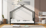 Twin Size Metal House Platform Bed, Black MF322835AAB