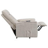 Beige Upholstered Power Lift Recliner with Storage Pocket B062P145449