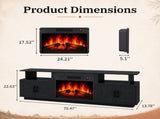 Black Embossed Fireplace TV Stand, 179*35*57.5cm, Particle Board. 4 doors & 2 shelves, barn door 47721966