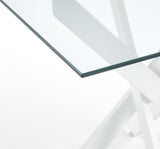 Dining Table with cross metal leg and tempered glass,Modern Space Saving Kitchen Table for Living W234P311858