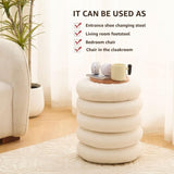Round Storage Ottoman, Modern Sherpa Footstool, Teddy Vanity Stool with Flip-Top Tray, Makeup Chair 92997775