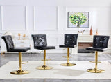 A set of 2 black vintage crocodile leather lift bar chairs, featuring crystal clasp design and W3875P371071