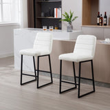 ZUN Low Bar Stools Set of 2 Bar Chairs for Living Room Party Room Kitchen,Upholstered PU Kitchen W1439125952