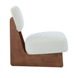 Modern Beige Lounge Chair with Polyester Upholstery, Sturdy Wood Base With Walnut Finish, N767P241702W