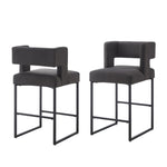 ZUN Modern Fashion Counter Height Bar Stools with Unique Square Open Backrest,Set of 2 Versatile Bar W2186P171947